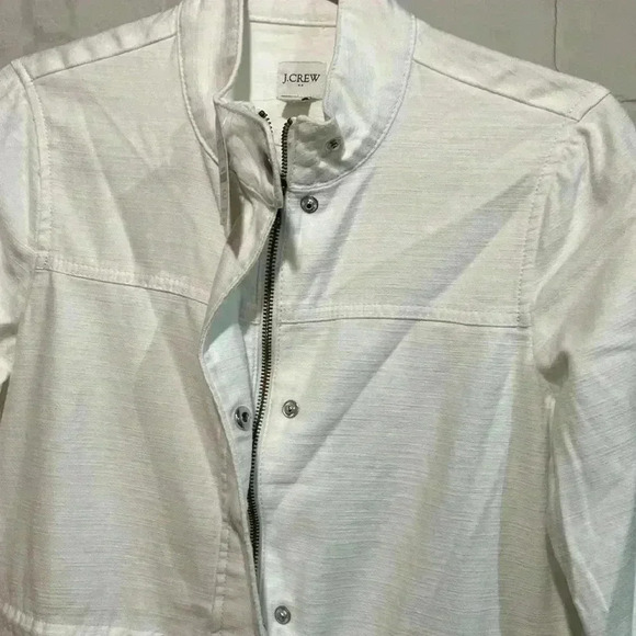 J. Crew Women's Utility Drawcord Jacket XSMALL White Full Zip/Snap Long Sleeve - Picture 5 of 11